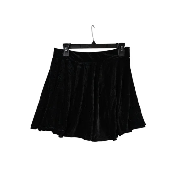 URBAN COCO Women's Black Velvet Skater Skirt Size L - Picture 1 of 6